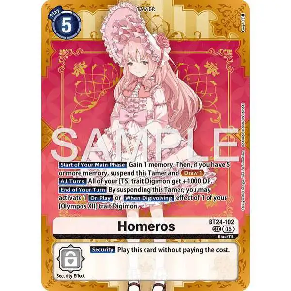 Digimon Trading Card Game Time Stranger Secret Rare Homeros BT24-102