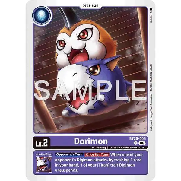 Digimon Trading Card Game Dual Revolution Common Dorimon BT25-006