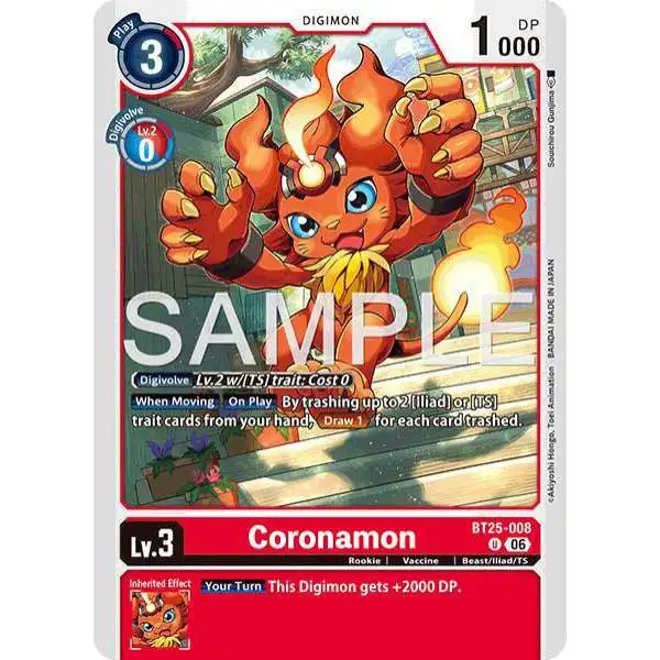 Digimon Trading Card Game Dual Revolution Uncommon Coronamon BT25-008