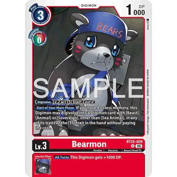 Digimon Trading Card Game Dual Revolution Uncommon Bearmon - BT25-009 BT25-009