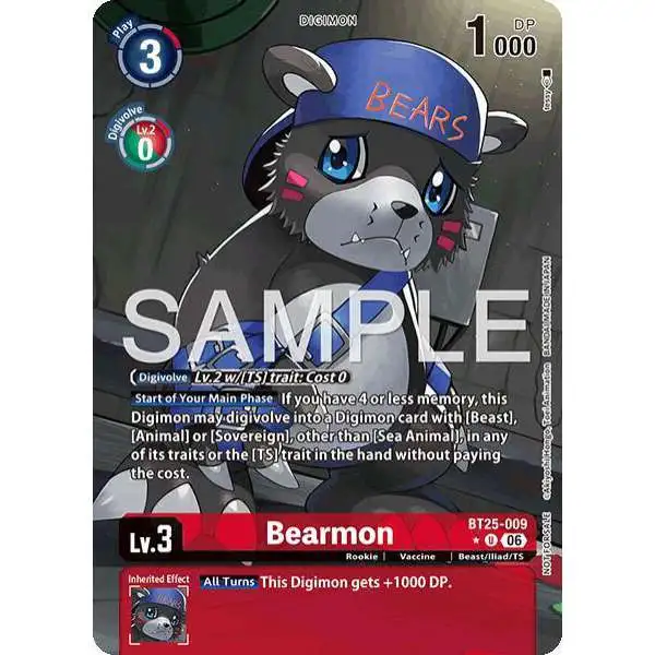 Digimon Trading Card Game Dual Revolution Uncommon Bearmon - BT25-009 BT25-009 [Full Art]