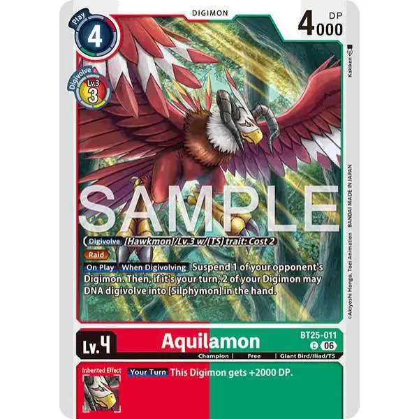 Digimon Trading Card Game Dual Revolution Common Aquilamon BT25-011