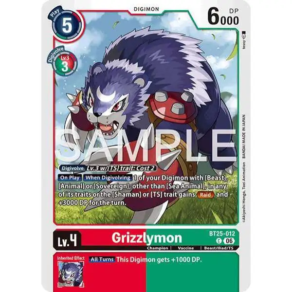 Digimon Trading Card Game Dual Revolution Common Grizzlymon - BT25-012 BT25-012