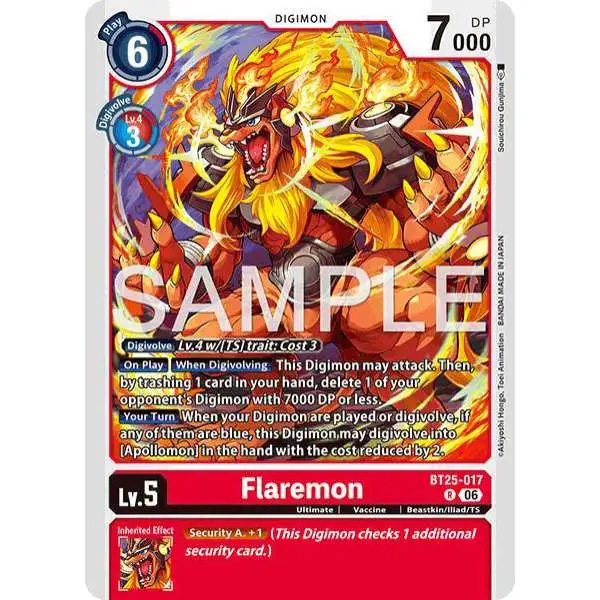 Digimon Trading Card Game Dual Revolution Rare Flaremon BT25-017