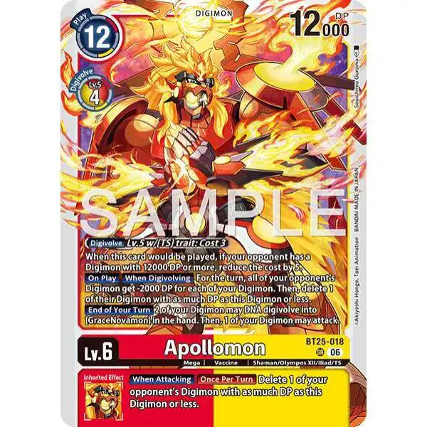 Digimon Trading Card Game Dual Revolution Super Rare Apollomon BT25-018