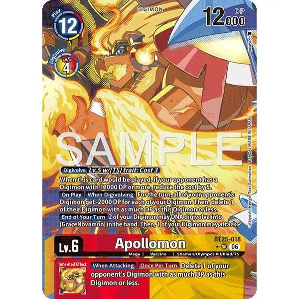 Digimon Trading Card Game Dual Revolution Super Rare Apollomon BT25-018 [Alternate Art]