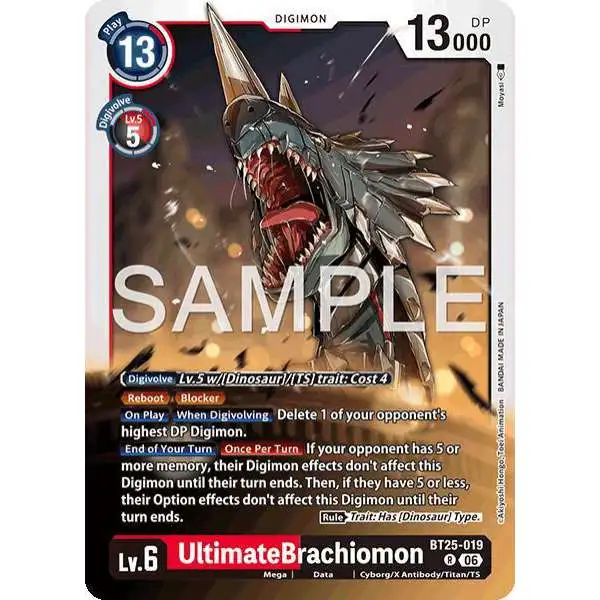 Digimon Trading Card Game Dual Revolution Rare UltimateBrachiomon BT25-019
