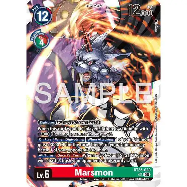 Digimon Trading Card Game Dual Revolution Super Rare Marsmon BT25-020