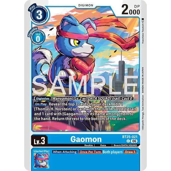 Digimon Trading Card Game Dual Revolution Common Gaomon BT25-021