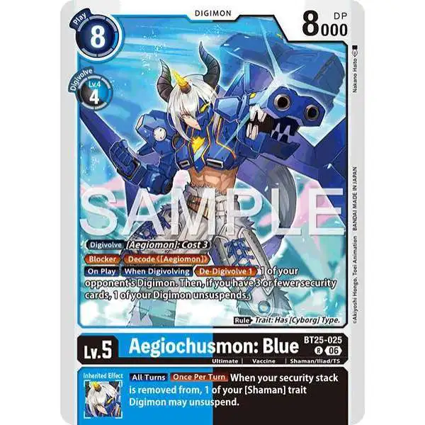 Digimon Trading Card Game Dual Revolution Rare Aegiochusmon: Blue BT25-025