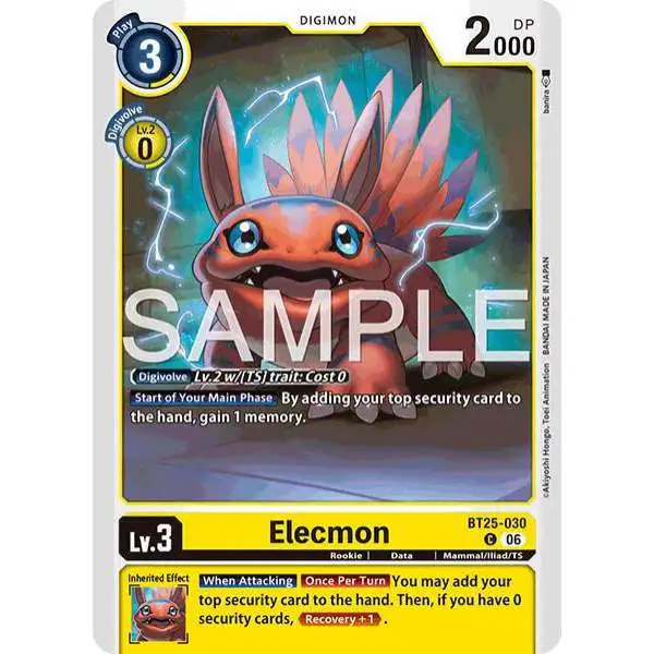 Digimon Trading Card Game Dual Revolution Common Elecmon BT25-030