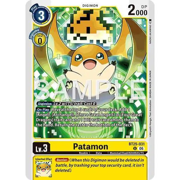 Digimon Trading Card Game Dual Revolution Uncommon Patamon BT25-031