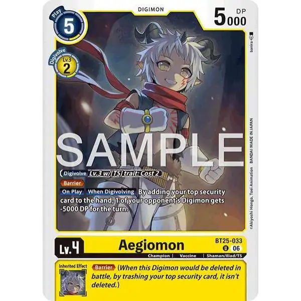 Digimon Trading Card Game Dual Revolution Uncommon Aegiomon BT25-033