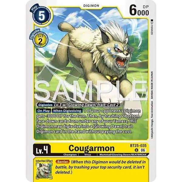Digimon Trading Card Game Dual Revolution Uncommon Cougarmon BT25-035