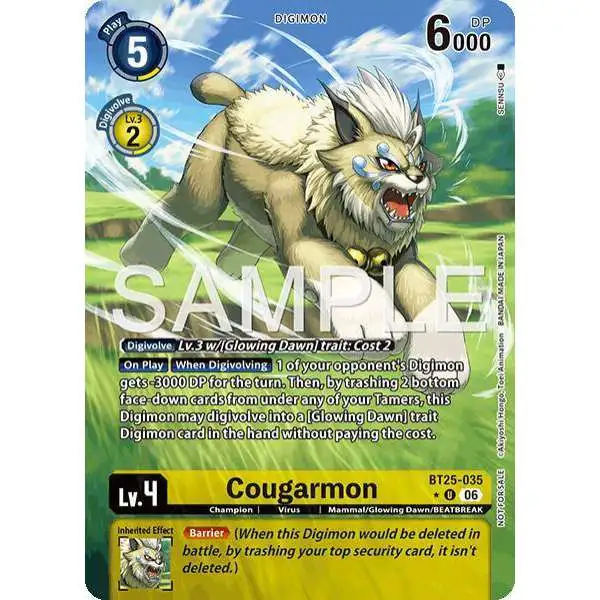 Digimon Trading Card Game Dual Revolution Uncommon Cougarmon BT25-035 [Full Art]