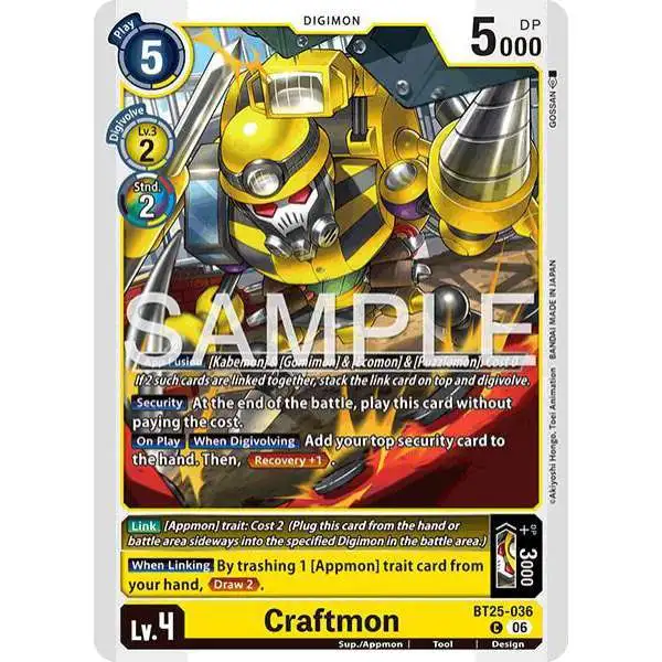Digimon Trading Card Game Dual Revolution Common Craftmon BT25-036