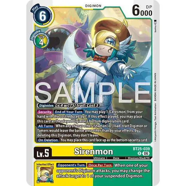 Digimon Trading Card Game Dual Revolution Rare Sirenmon BT25-039