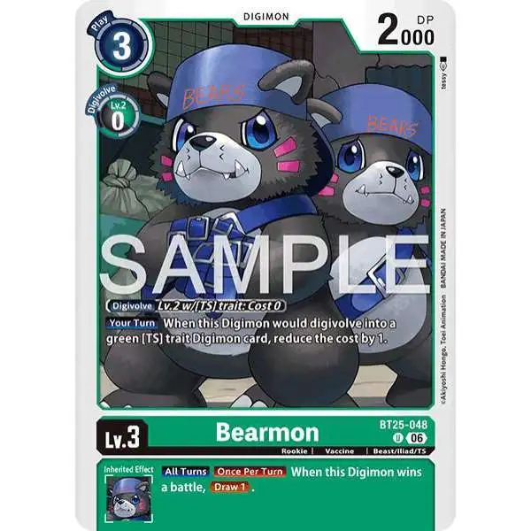Digimon Trading Card Game Dual Revolution Uncommon Bearmon - BT25-048 BT25-048