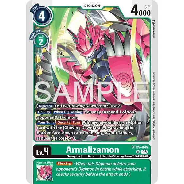 Digimon Trading Card Game Dual Revolution Uncommon Armalizamon BT25-049
