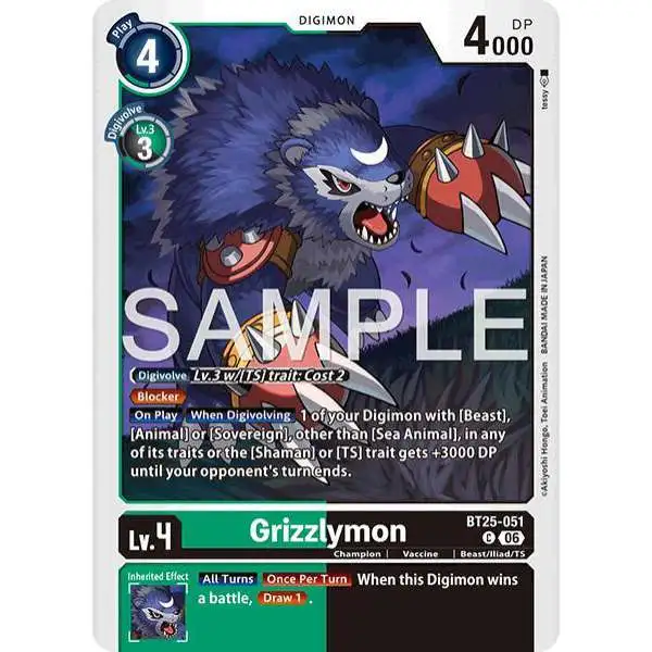Digimon Trading Card Game Dual Revolution Common Grizzlymon - BT25-051 BT25-051
