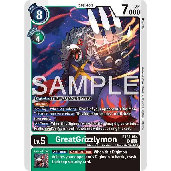 Digimon Trading Card Game Dual Revolution Rare GreatGrizzlymon BT25-054