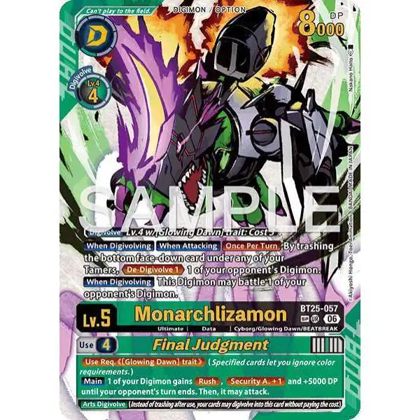 Digimon Trading Card Game Dual Revolution Ultra Rare Monarchlizamon // Final Judgement BT25-057 [SP]