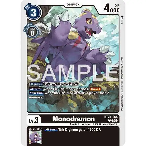 Digimon Trading Card Game Dual Revolution Common Monodramon BT25-065