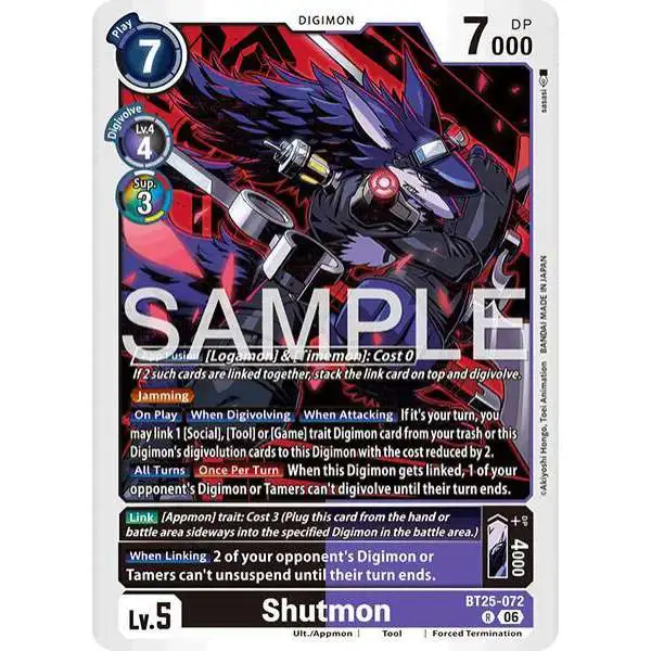 Digimon Trading Card Game Dual Revolution Rare Shutmon BT25-072