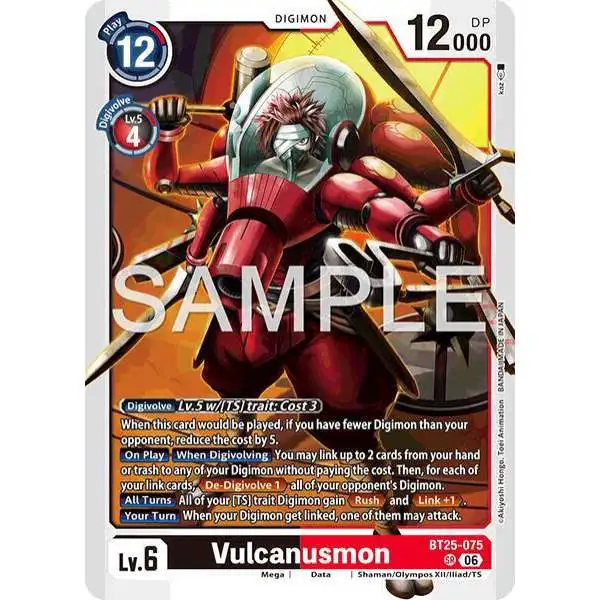 Digimon Trading Card Game Dual Revolution Super Rare Vulcanusmon BT25-075