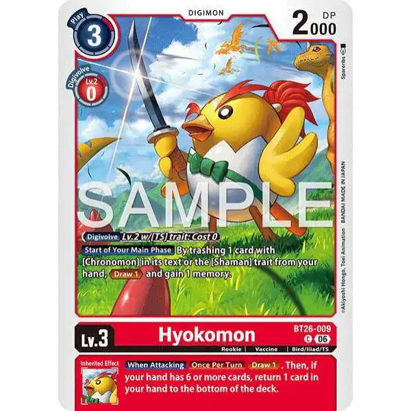 Digimon Trading Card Game Timeless Bonds Common Hyokomon BT26-009