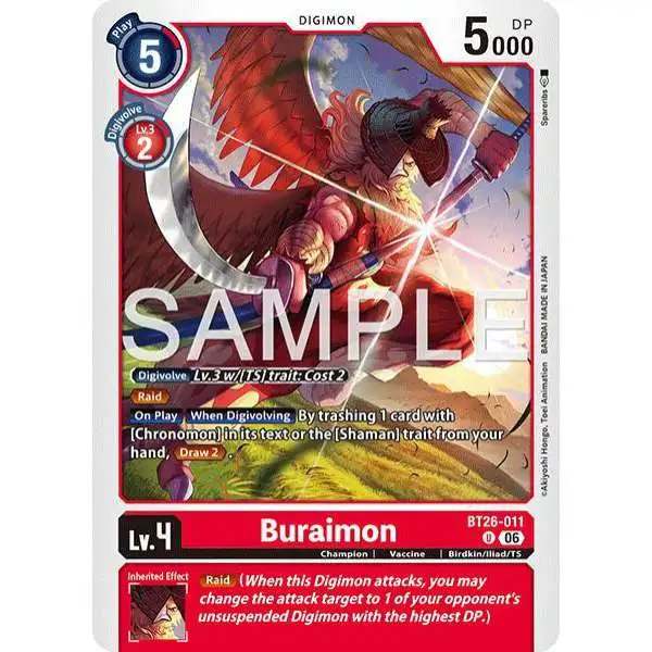 Digimon Trading Card Game Timeless Bonds Uncommon Buraimon BT26-011