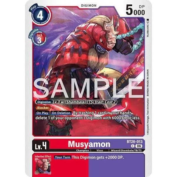 Digimon Trading Card Game Timeless Bonds Common Musyamon BT26-013