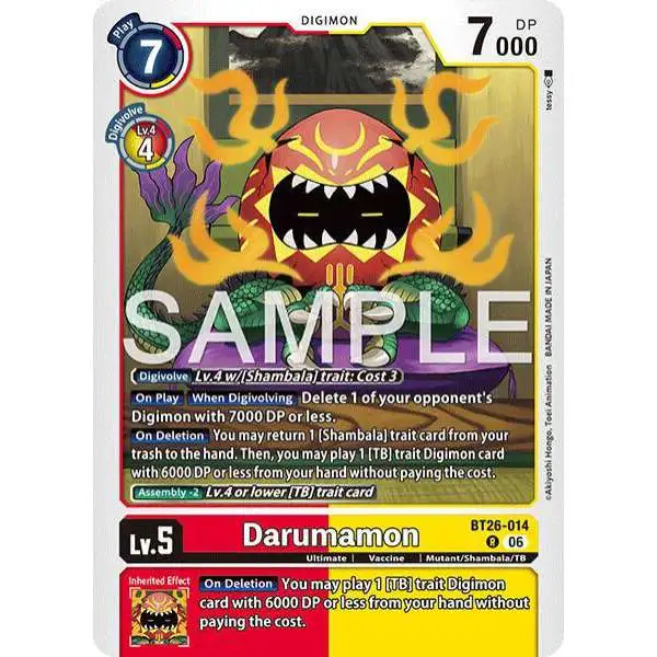 Digimon Trading Card Game Timeless Bonds Rare Darumamon BT26-014