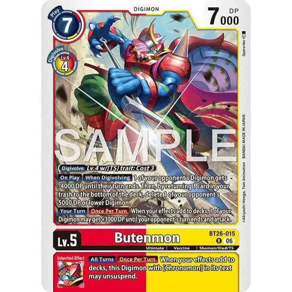 Digimon Trading Card Game Timeless Bonds Rare Butenmon BT26-015