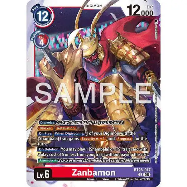 Digimon Trading Card Game Timeless Bonds Uncommon Zanbamon BT26-017