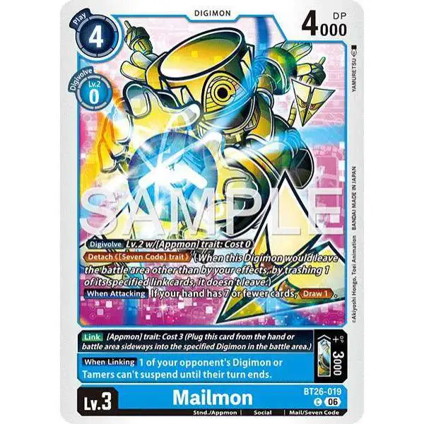 Digimon Trading Card Game Timeless Bonds Common Mailmon BT26-019