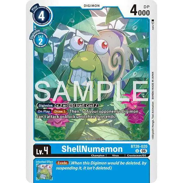 Digimon Trading Card Game Timeless Bonds Uncommon ShellNumemon BT26-020