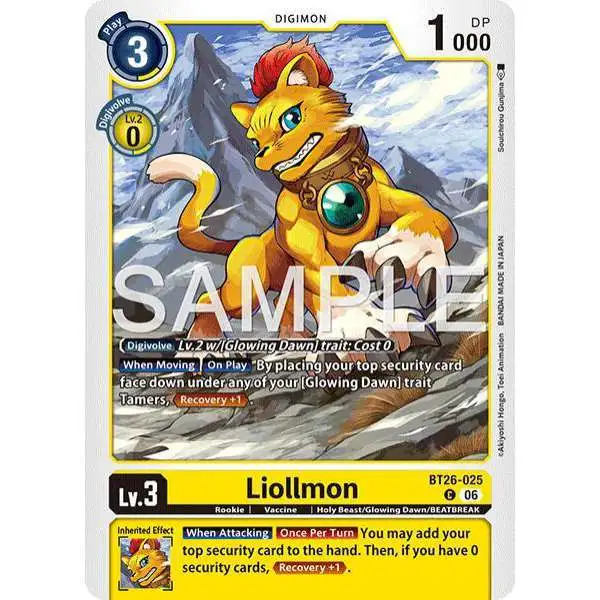 Digimon Trading Card Game Timeless Bonds Common Liollmon BT26-025