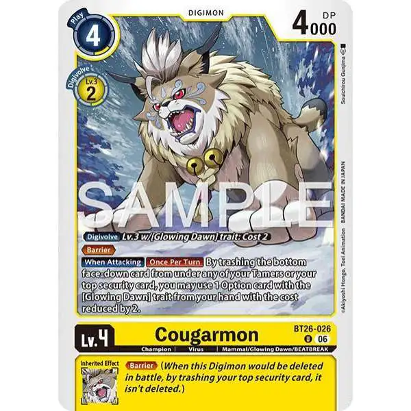 Digimon Trading Card Game Timeless Bonds Uncommon Cougarmon BT26-026