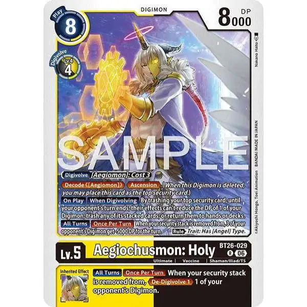 Digimon Trading Card Game Timeless Bonds Rare Aegiochusmon: Holy BT26-029