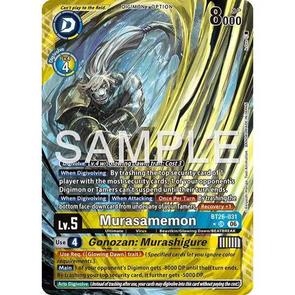 Digimon Trading Card Game Timeless Bonds Super Rare Murasamemon // Gonozan: Murashigure BT26-031 [Alternate Art]