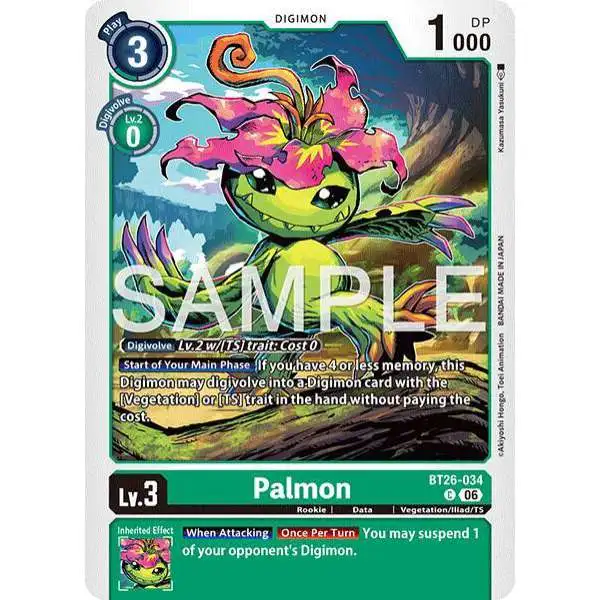 Digimon Trading Card Game Timeless Bonds Common Palmon BT26-034