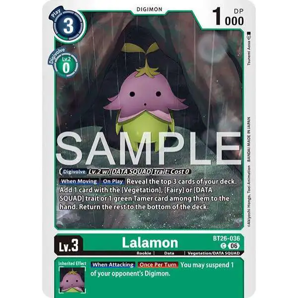 Digimon Trading Card Game Timeless Bonds Common Lalamon BT26-036