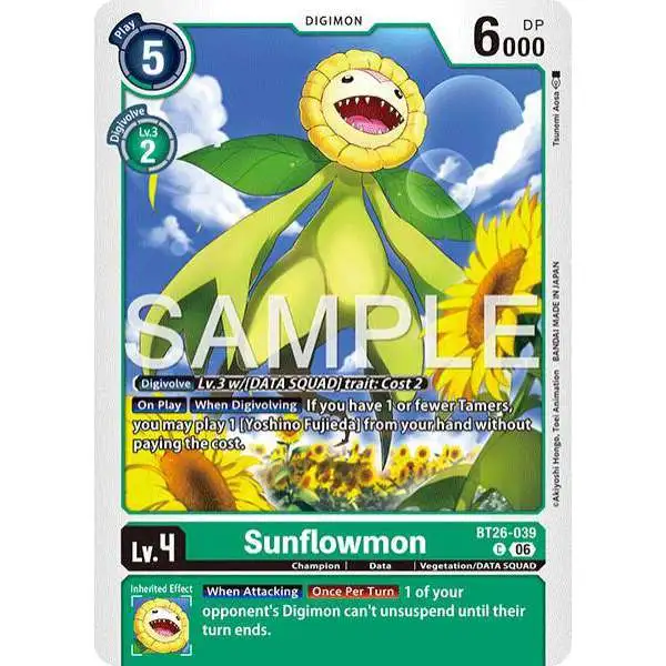 Digimon Trading Card Game Timeless Bonds Common Sunflowmon BT26-039