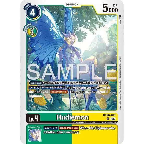 Digimon Trading Card Game Timeless Bonds Uncommon Hudiemon BT26-041