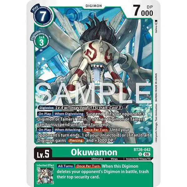 Digimon Trading Card Game Timeless Bonds Uncommon Okuwamon BT26-042