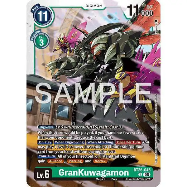 Digimon Trading Card Game Timeless Bonds Uncommon GranKuwagamon BT26-045