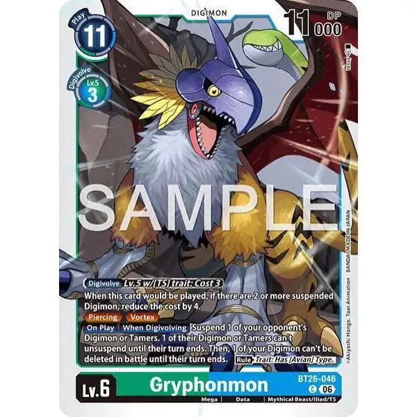 Digimon Trading Card Game Timeless Bonds Common Gryphonmon BT26-046