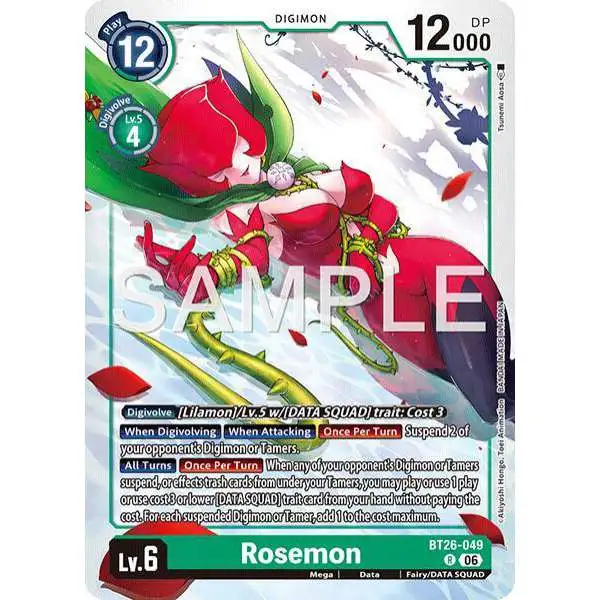 Digimon Trading Card Game Timeless Bonds Rare Rosemon BT26-049