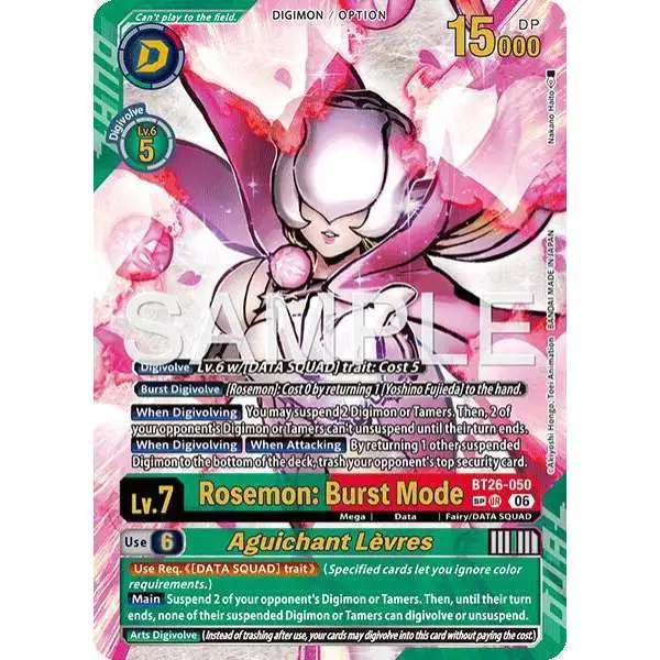 Digimon Trading Card Game Timeless Bonds Ultimate Rare Rosemon: Burst Mode // Aguichant Levres BT26-050 [SP]